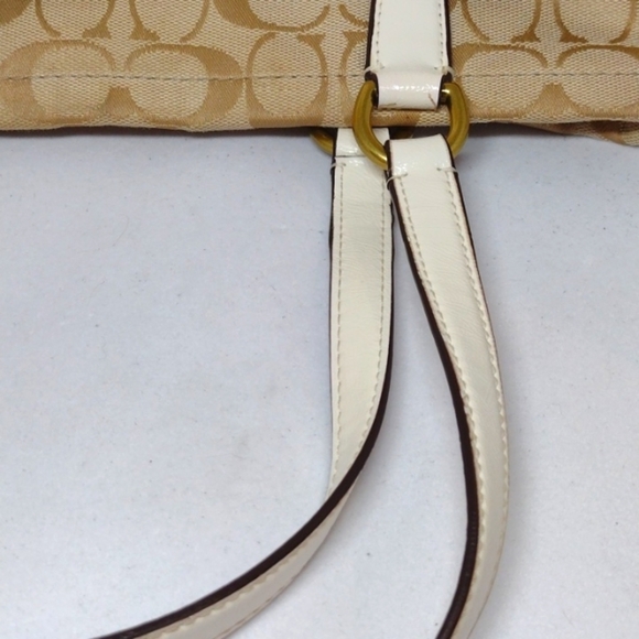 COACH Signature Khaki Jacquard Tote Handbag - Picture 6 of 13